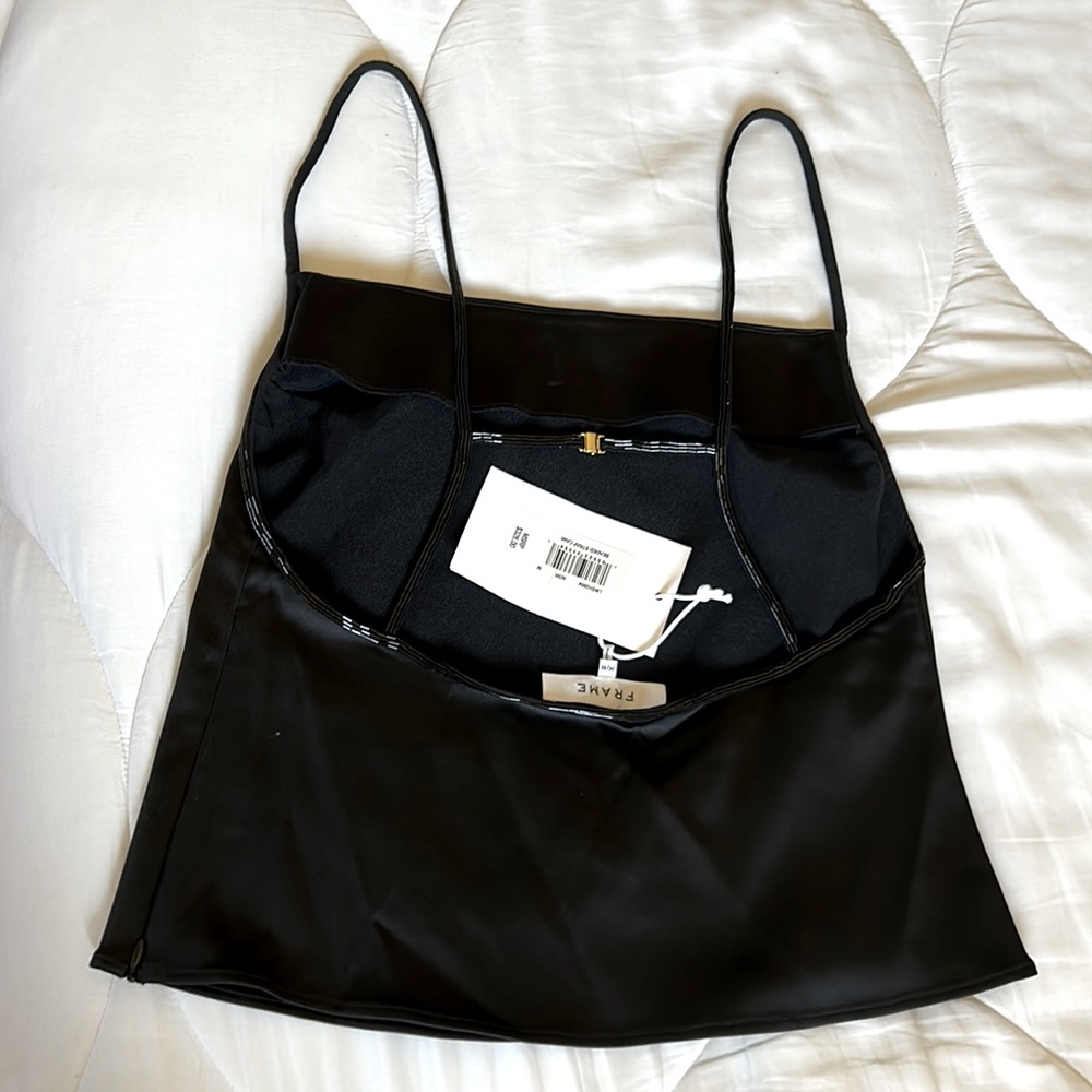 Frame Black Beaded Strap Cami w/ gold clasp closure at back size M MSRP $328